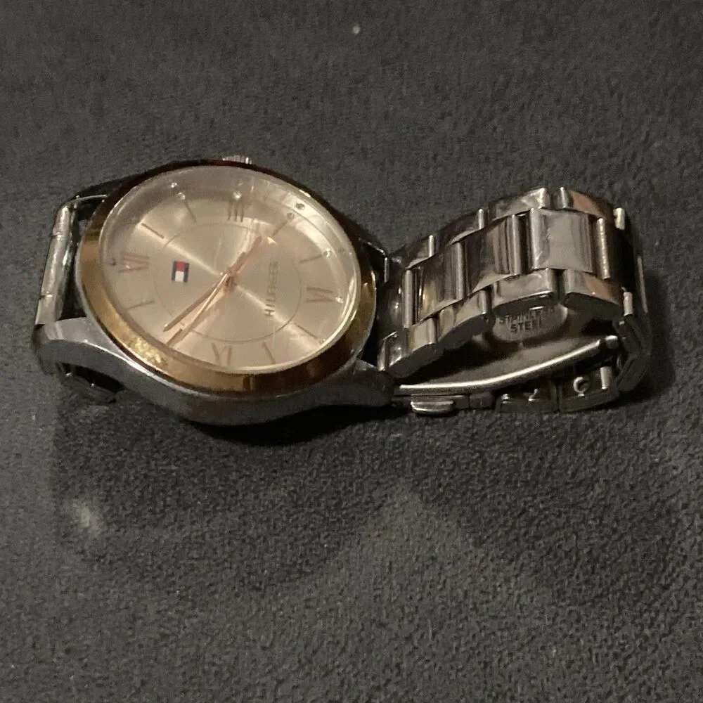 Tommy Hilfiger Women's Silver/Rose Gold Crystal Accent Watch 36mm  PLEASE READ